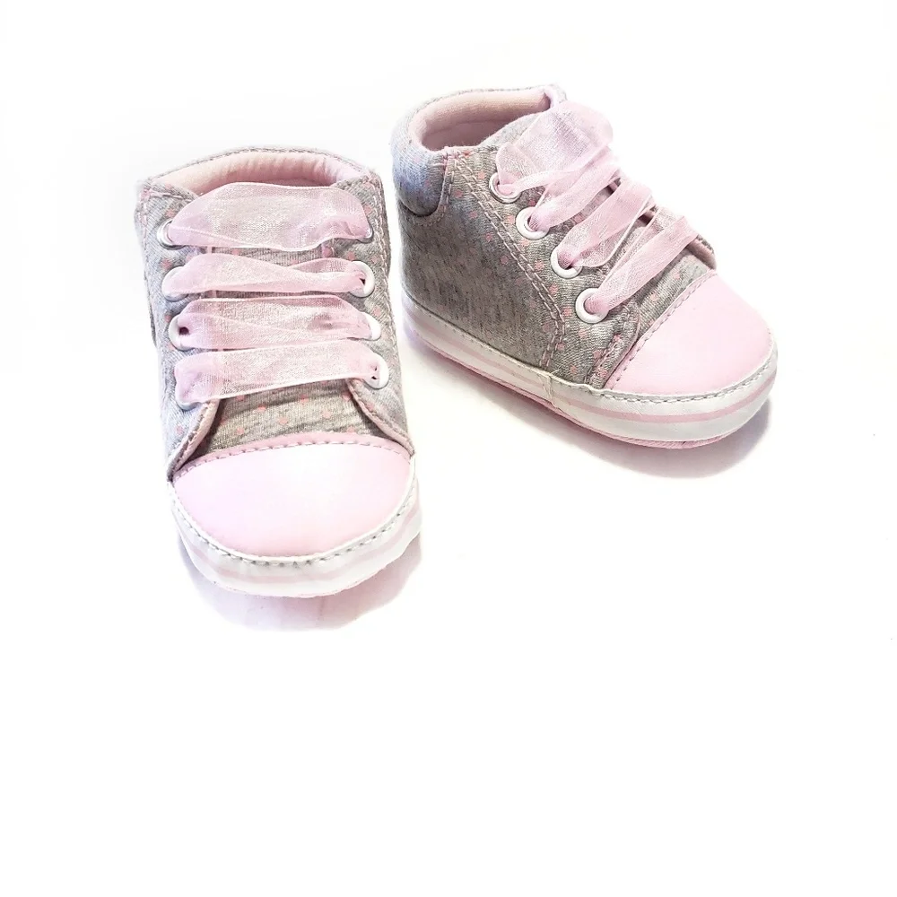0 12mo Baby Pink Gray High Tops Sneakers Shoes